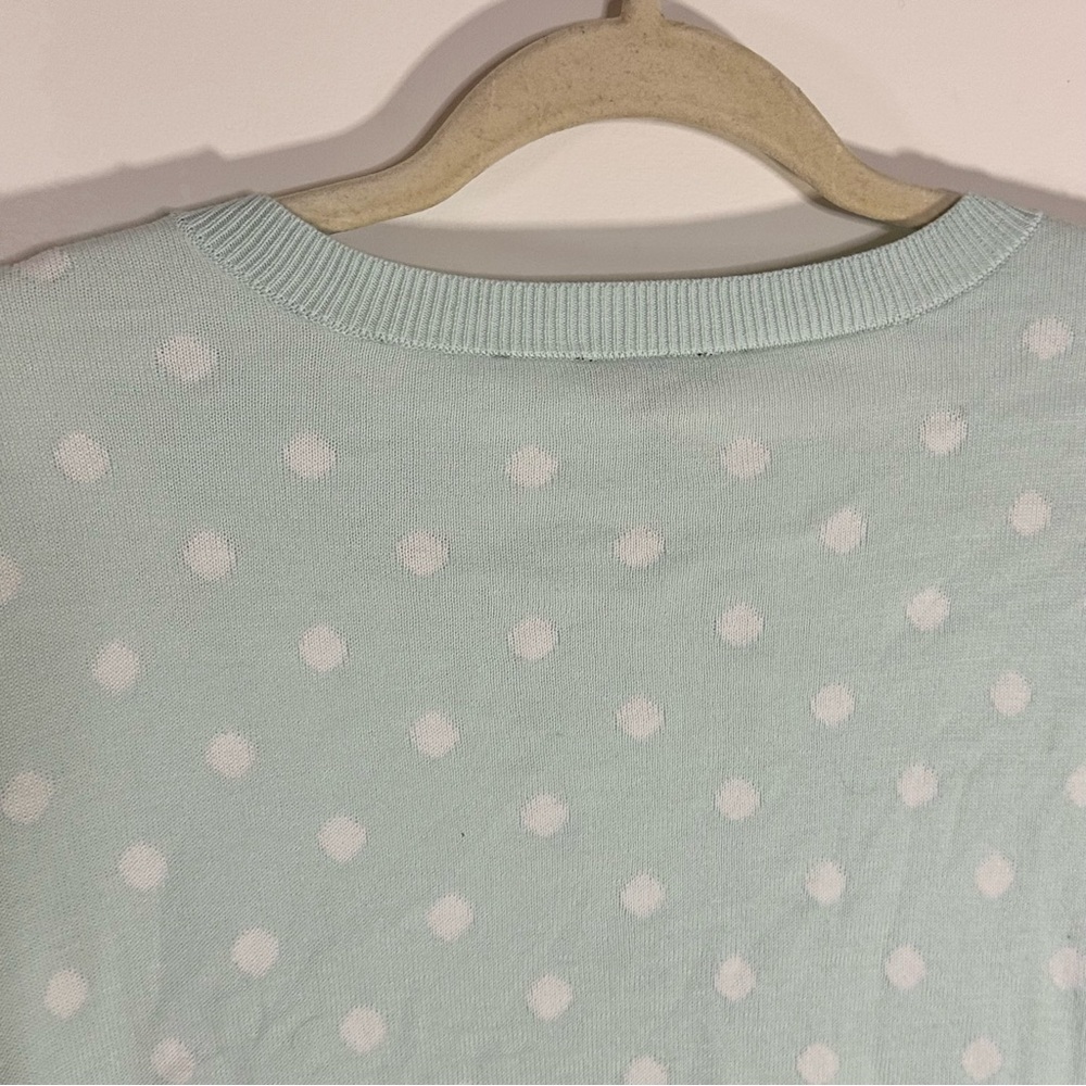 Talbots Woman Mint Green Polka Dot Cardigan – Size X- Winter Sweater Gift Layer - Picture 9 of 10